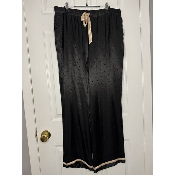 Victoria's Secret Women's Size XL Satin Silky Black Dots Pajama Set Pink Accent - Picture 6 of 9